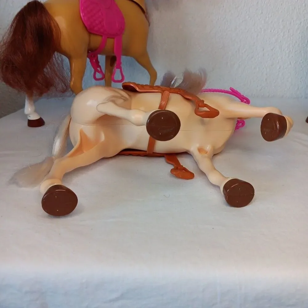 Barbie Horse Lot Pink Brown  Saddles Stable Replacement Brushable Hair